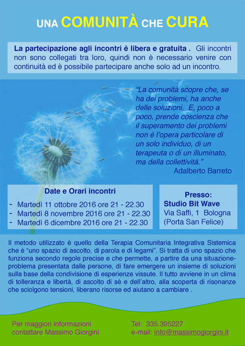 Una comunità che cura a Bologna - Massimo Giorgini - Ruota Barreto